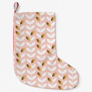 Elegant Guld Blad: Rosy Vintage. Liten Julstrumpa