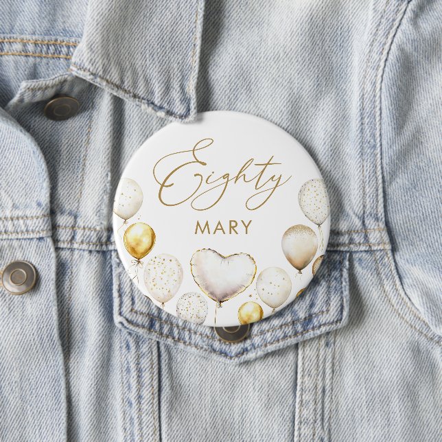 Elegant Guld Blegon 80:e Födelsedagsfesten Knapp (In Situ)
