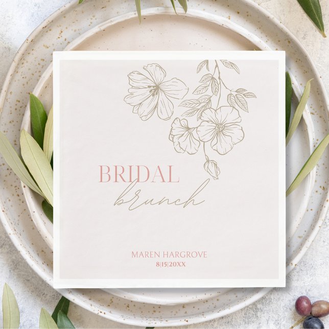Elegant guld blomma bröllopsbrunch pappersservett (Elegant Gold Flower Bridal Brunch Paper Napkin
)