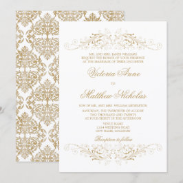 Elegant Guld, blommande och torsk Inbjudningar