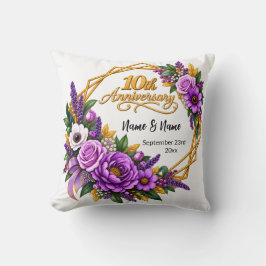 Elegant Guld Blommig 10-årsjubileum Kudde