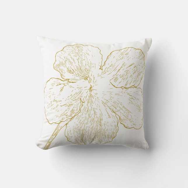 Elegant Guld Blommig Linje Konst Minimalistisk Kudde (Framsida)
