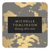 Elegant guld blommig mönster grå