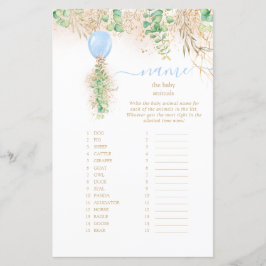 Elegant guld blommig Namn Baby Djur Baby Shower 