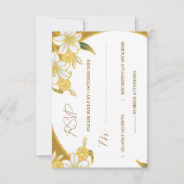 Elegant Guld Blommig RSVP-kort – Lyxigt Bröllop & OSA Kort