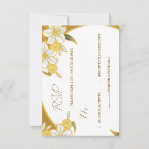 Elegant Guld Blommig RSVP-kort – Lyxigt Bröllop & OSA Kort