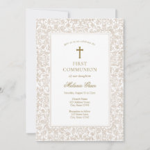 Elegant Guld Blommig Traditionell Första Kommunion