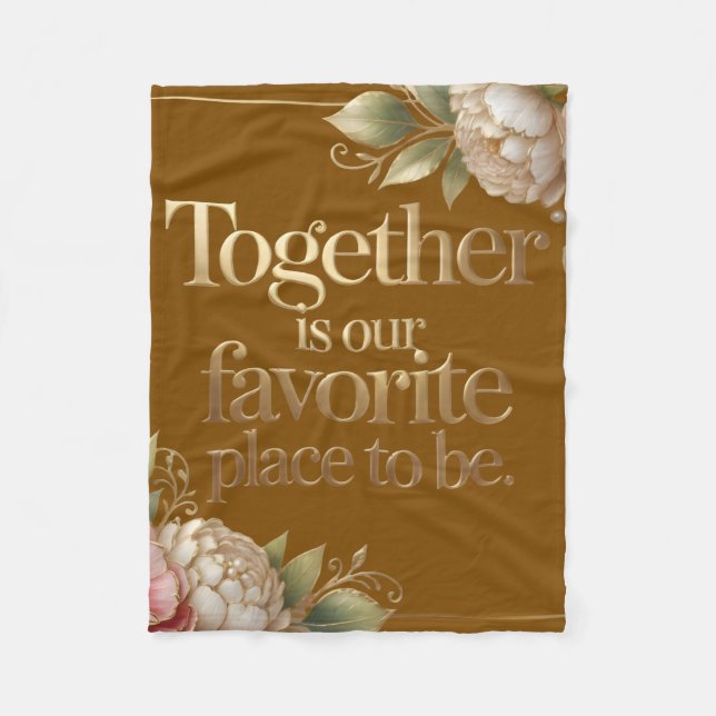 Elegant guld blommig typografi fleecefilt (Framsidan)