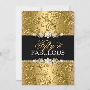 Elegant Guld Blommig Virvel Femtio och Fantastisk Inbjudningar
