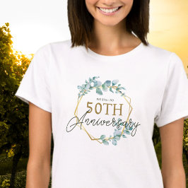 Elegant Guld Blommigt 50:e Bröllop-årsdagen T Shirt