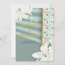 Elegant Guld Blommigt Bröllop Inbjudningar