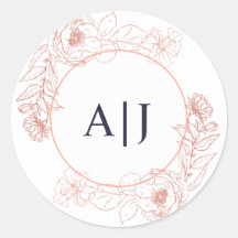 Elegant Guld Blommigt Bröllop Monogram