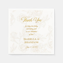 Elegant Guld Blommigt Bröllop Tack