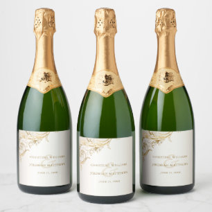 Elegant Guld Blommigt Damask Shiny Sparkling Vin W