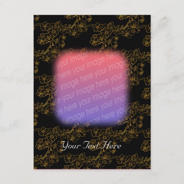 Elegant Guld Blommigt Design Fotovykort Vykort (Framsida)