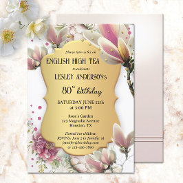 Elegant Guld Blommigt engelska High Tea Birthday Inbjudningar