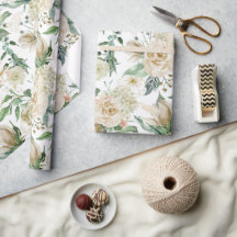 Elegant Guld Blommigt Etching Creme Watercolor Ro