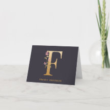 Elegant Guld Blommigt F Monogram Chic Personlig