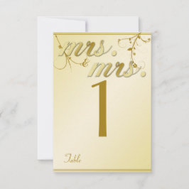 Elegant Guld Blommigt Gay Bröllop Bordsnummer