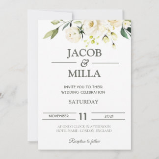 Elegant Guld Blommigt Greenery Wedding bjudande in Inbjudningar