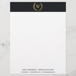 ELEGANT GULD BLOMMIGT LAUREL WREATH INITIAL MONOGR BREVHUVUD