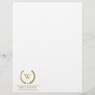 ELEGANT GULD BLOMMIGT LAUREL WREATH INITIAL MONOGR BREVHUVUD