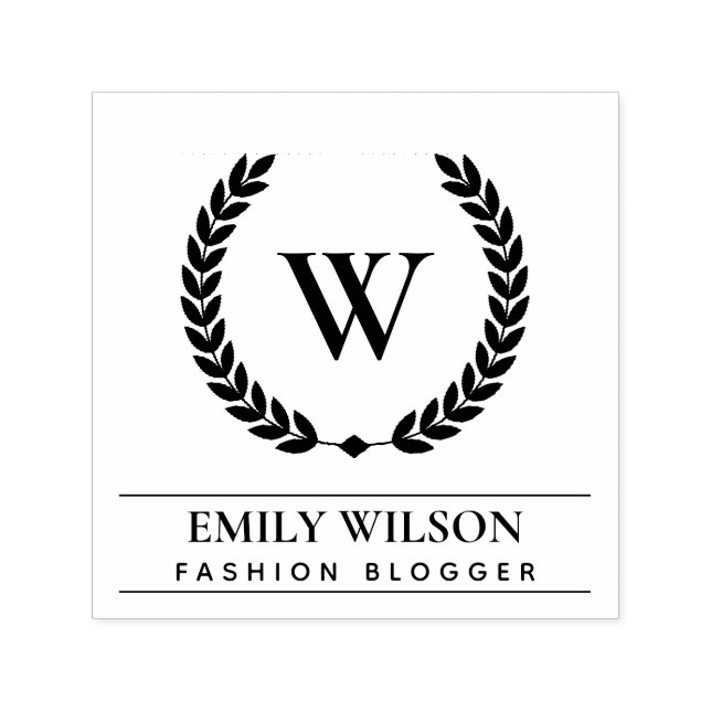 ELEGANT GULD BLOMMIGT LAUREL WREATH INITIAL MONOGR SJÄLVFÄRGANDE STÄMPEL (Design)