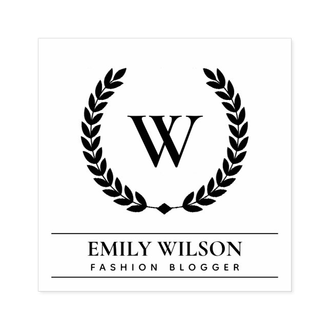 ELEGANT GULD BLOMMIGT LAUREL WREATH INITIAL MONOGR STÄMPEL (Tryck)