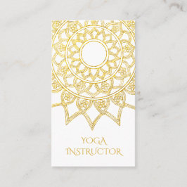 Elegant Guld Blommigt Mandala Yoga Instructor Visitkort