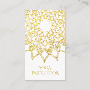 Elegant Guld Blommigt Mandala Yoga Instruktör Visitkort