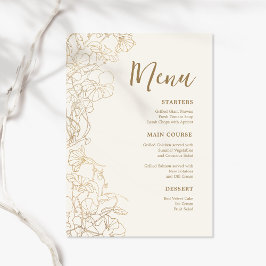 Elegant Guld Blommigt Middag Meny