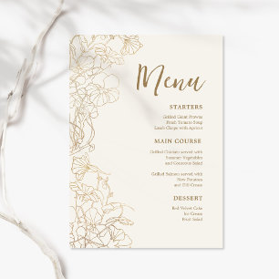 Elegant Guld Blommigt Middag Meny