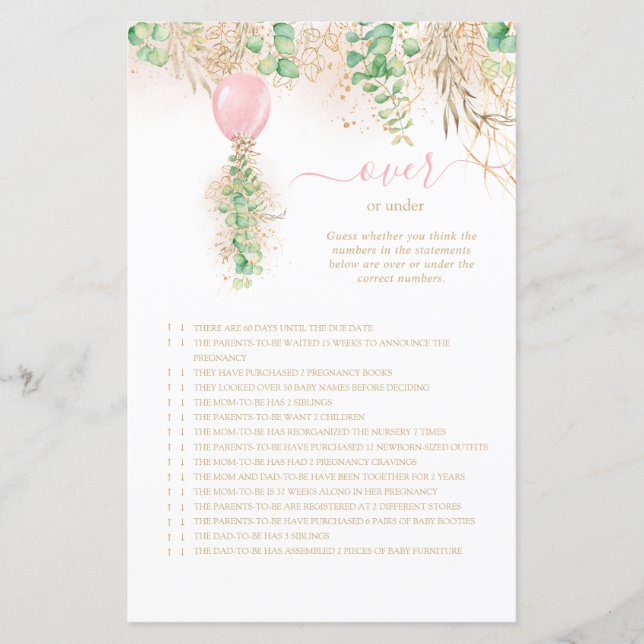 Elegant Guld Blommigt över eller under babyvisning (Framsida)