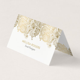 Elegant Guld Blommigt Paisley Snöre Visitkort