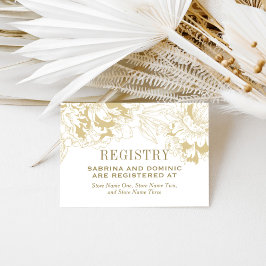 Elegant Guld Blommigt Peony Bröllop register Tilläggskort