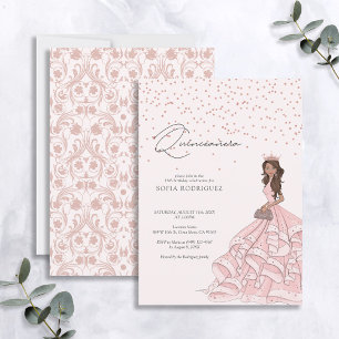 Elegant Guld Blommigt Quinceanera Birthday Inbjudningar