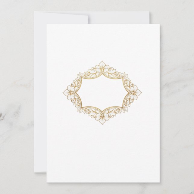 Elegant Guld Blommigt Ram | Minimalistiskt botanis Inbjudningar (Framsida)
