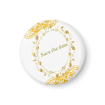 Elegant Guld Blommigt "Save the Date" Magnet