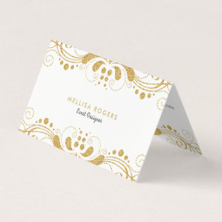 Elegant Guld Blommigt Swirls Snöre Visitkort