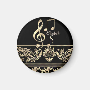 Elegant Guld Blommigt,Violin Nyckel,Not Magnet