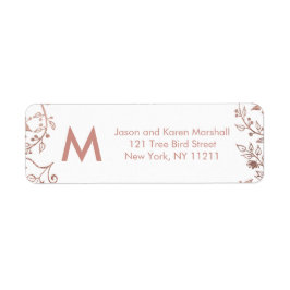 Elegant Guld Blommigten Adress vid Vit ros Returadress Etikett