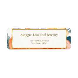 Elegant Guld  Blommigten Bröllop Adress Returadress Etikett