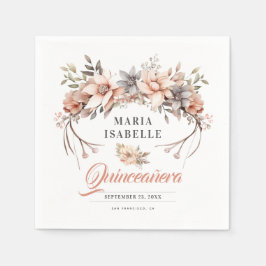 Elegant Guld Blommigten Krona Quinceañera Party Pappersservett