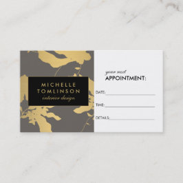 Elegant Guld Blommönster Grått-avtalskort för avta Tidsbeställning Kort