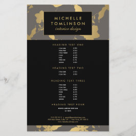 Elegant Guld Blommönster Grått Designer Flygblad