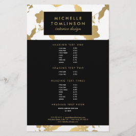 Elegant Guld Blommönster White Designer Flygblad