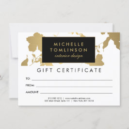 Elegant Guld Blommönster White Gift Certificate