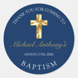 Elegant Guld Blue Baby Baptism Tack Runt Klistermärke