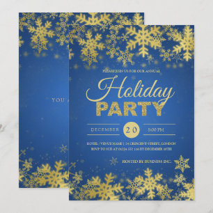 Elegant Guld & Blue Corporate jul Party Inbjudningar