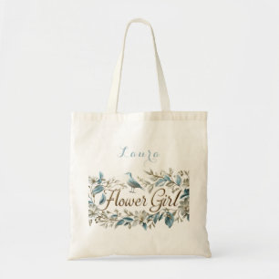 Elegant Guld Blue Flower Girl Tygkasse